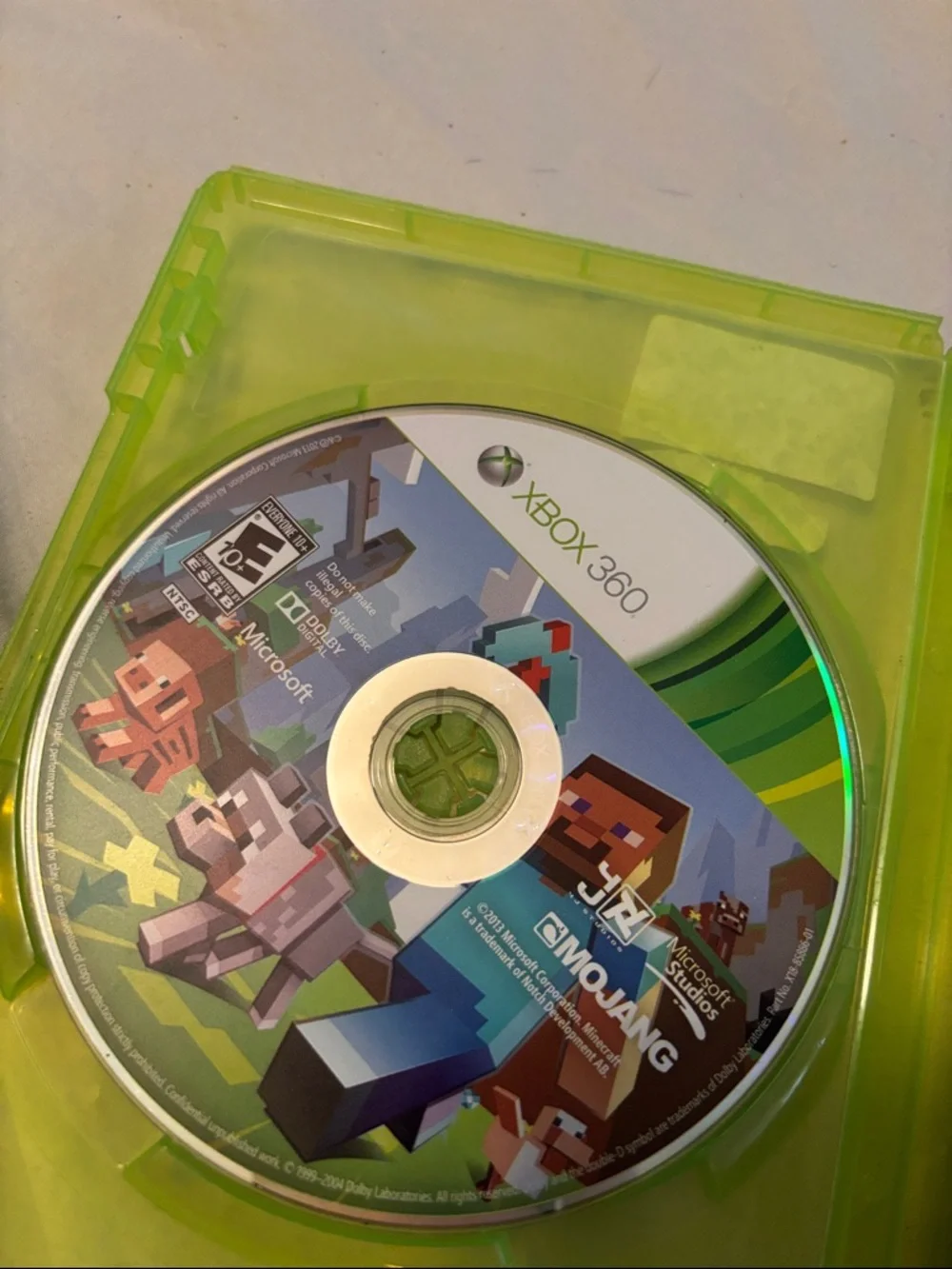 Microsoft Xbox 360 Minecraft mojang dolby digital rated E disc & case